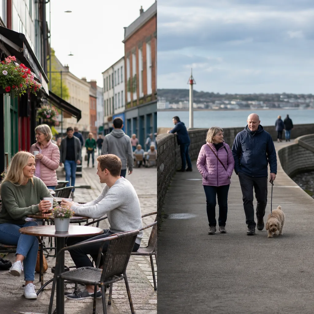 People walking beside Newry Canal near the city centre