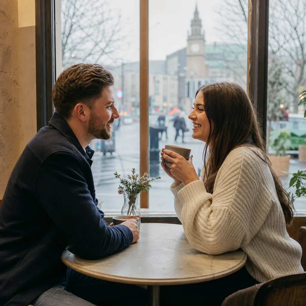Coffee cups on a table ready for a first date in Downpatrick